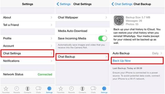 Backup WhatsApp messages from iPhone to iCloud