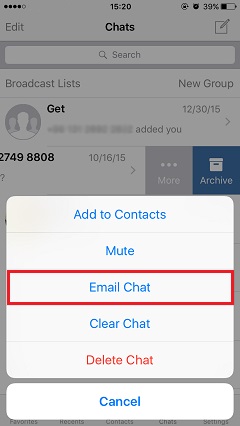 Email iPhone WhatsApp Chats for Backup