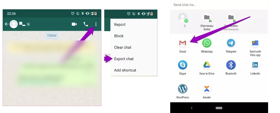 export whatsapp chat manually