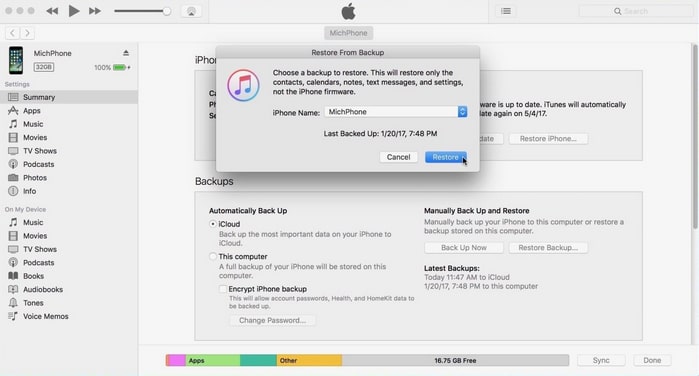 recover contacts from itunes