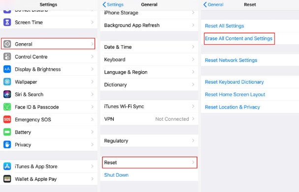 reset iphone using icloud