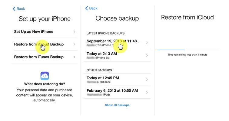 restore iphone from icloud backup