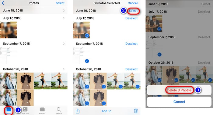 delete photos on iphone