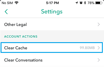 tap on Clear Cache option