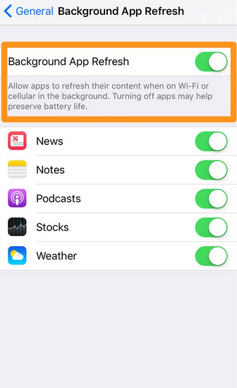 Turn off Background App Refresh