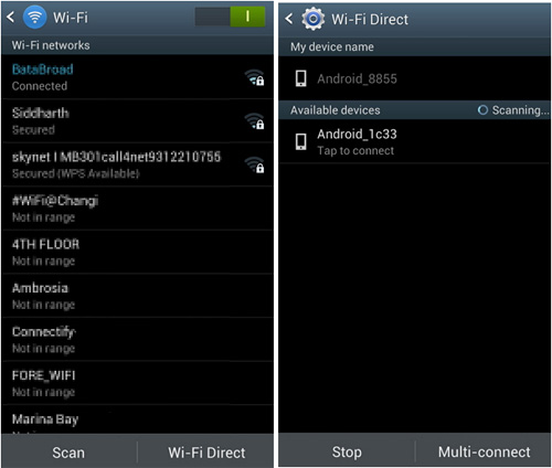 search devices via Wi-Fi Direct