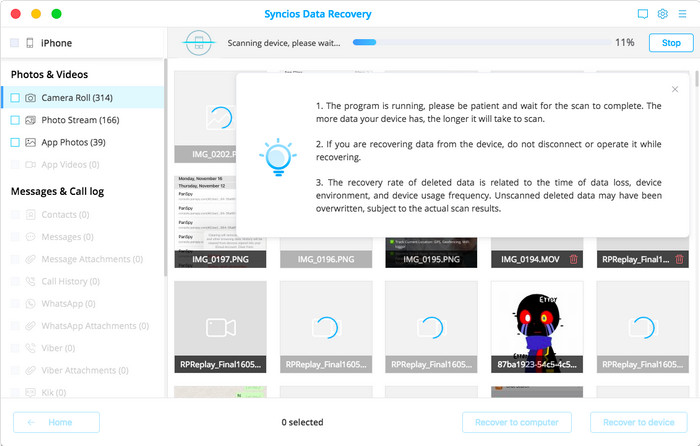 scanning iphone data