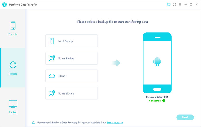 select local backup data