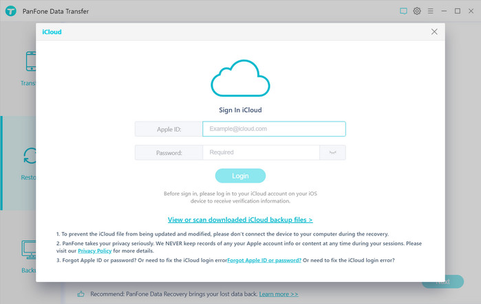 log in iCloud