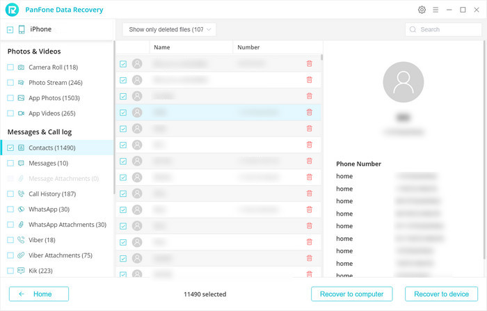 recover contacts from iphone directly by PanFone