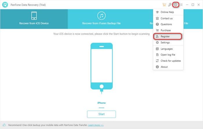 register iOS Data Recovery