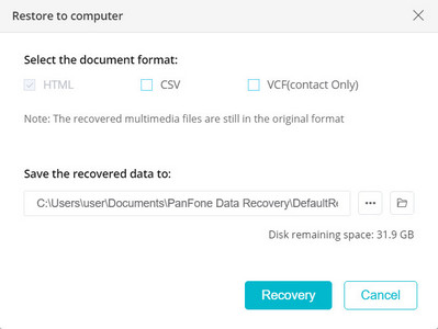 export as html or csv file