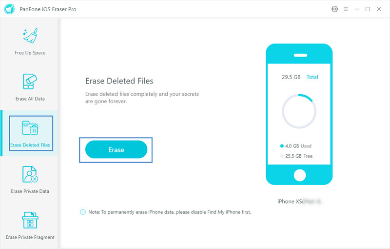 select Erase Deleted Files Mode