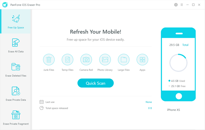 iOS Data Eraser interface