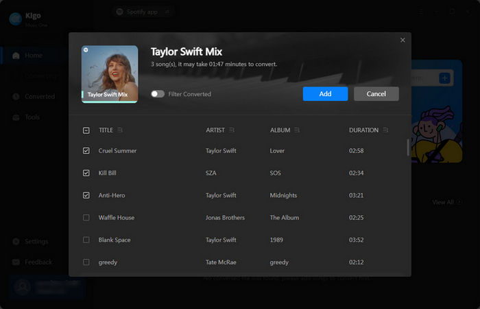 add spotify music