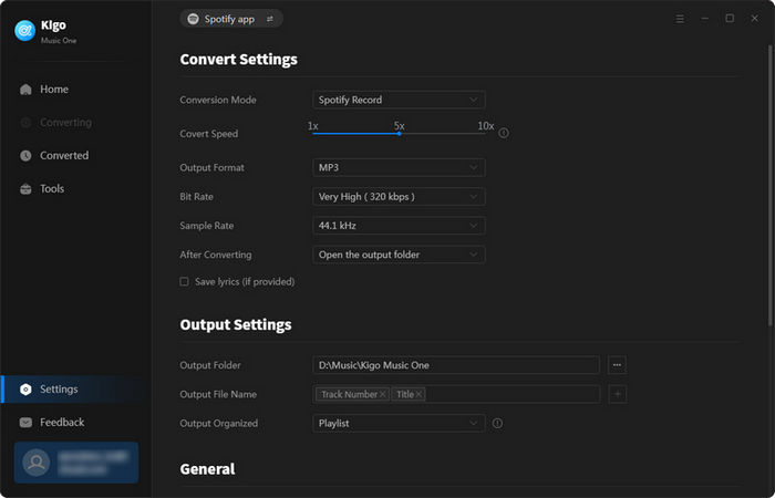 choose settings for spotify music