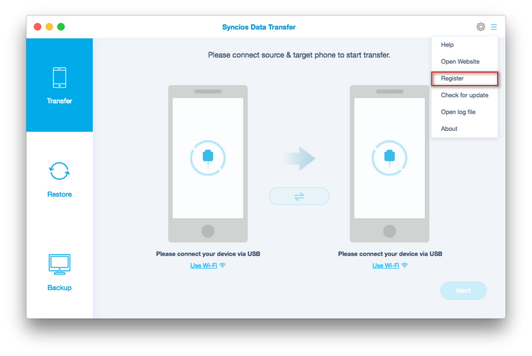 register panfone data transfer mac