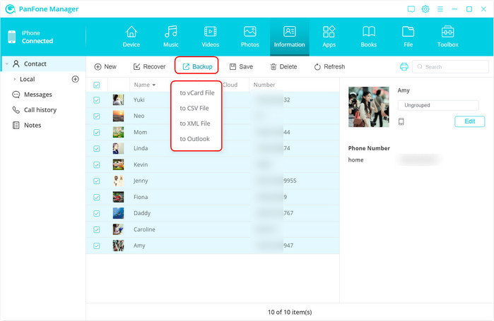 manage contacts