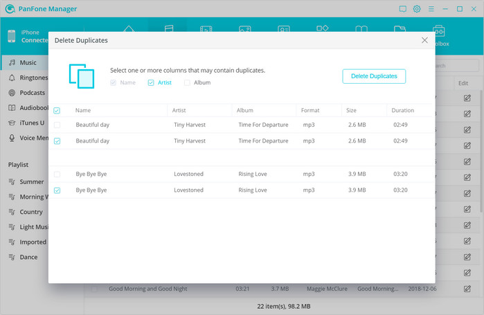 remove music duplicate songs from iPhone