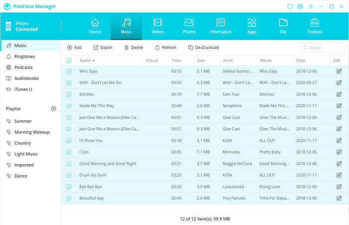 delete duplicate songs from iPhone