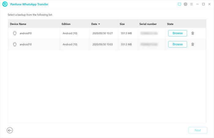 whatsapp transfer local backup list