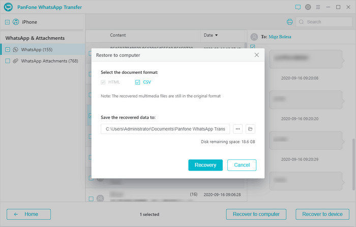 export as html or csv file