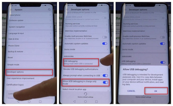 enable debugging mode on Huawei Mate 30/30 Pro