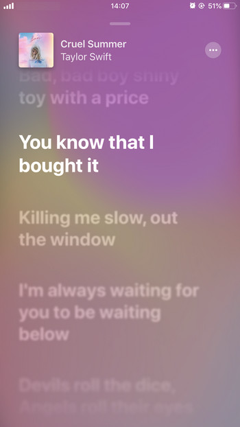 Apple Music time-synced lyrics